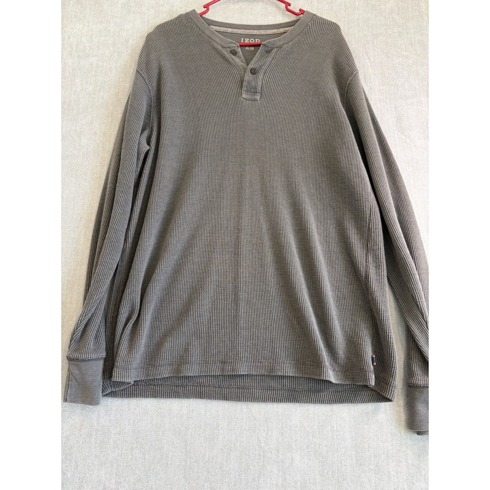 Izod Thermal Shirt Men's XL Gray Waffle Knit Long Sleeve Crew